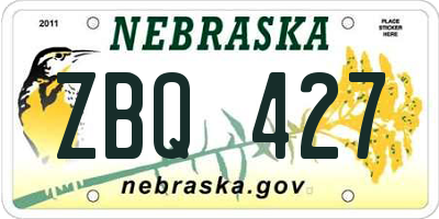 NE license plate ZBQ427