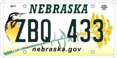 NE license plate ZBQ433