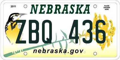 NE license plate ZBQ436