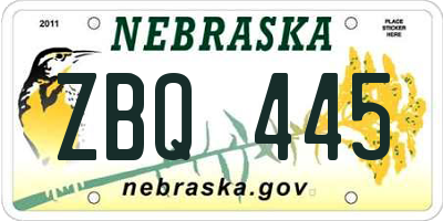 NE license plate ZBQ445