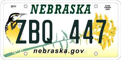 NE license plate ZBQ447
