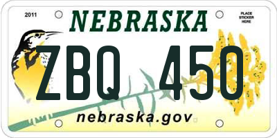 NE license plate ZBQ450