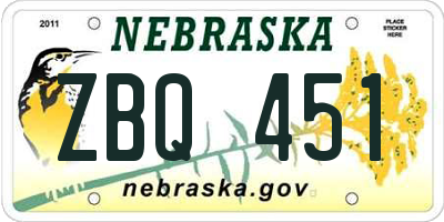 NE license plate ZBQ451