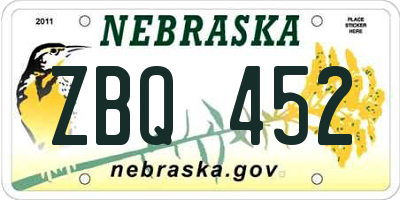 NE license plate ZBQ452