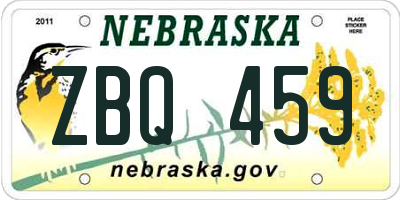 NE license plate ZBQ459