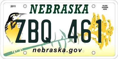 NE license plate ZBQ461