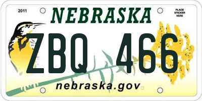 NE license plate ZBQ466