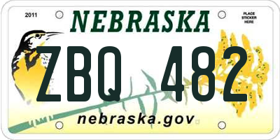 NE license plate ZBQ482