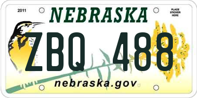 NE license plate ZBQ488