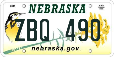 NE license plate ZBQ490