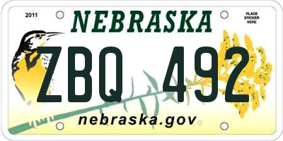 NE license plate ZBQ492