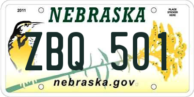 NE license plate ZBQ501