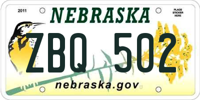 NE license plate ZBQ502