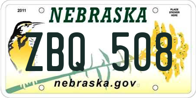 NE license plate ZBQ508