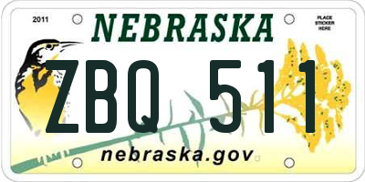 NE license plate ZBQ511