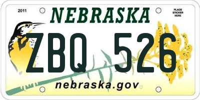 NE license plate ZBQ526