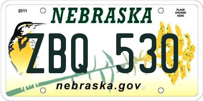 NE license plate ZBQ530