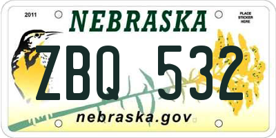 NE license plate ZBQ532