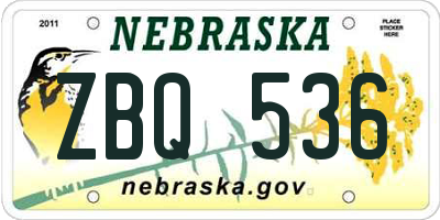 NE license plate ZBQ536