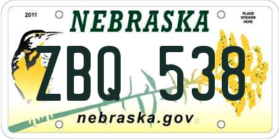 NE license plate ZBQ538