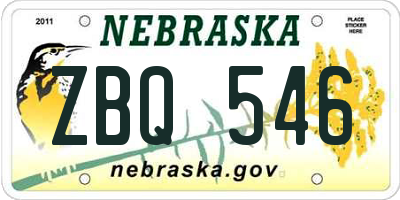 NE license plate ZBQ546