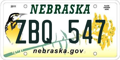 NE license plate ZBQ547