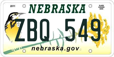 NE license plate ZBQ549