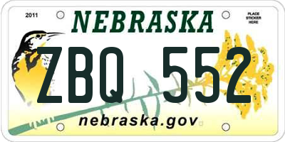 NE license plate ZBQ552