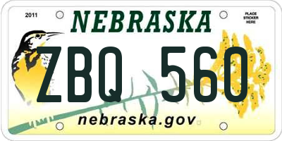 NE license plate ZBQ560
