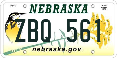 NE license plate ZBQ561
