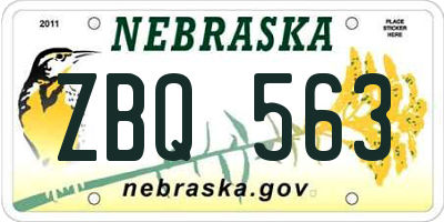 NE license plate ZBQ563
