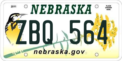 NE license plate ZBQ564
