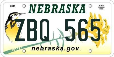 NE license plate ZBQ565