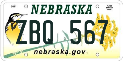 NE license plate ZBQ567