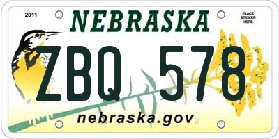 NE license plate ZBQ578