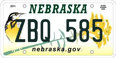 NE license plate ZBQ585