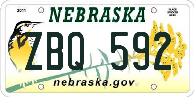 NE license plate ZBQ592
