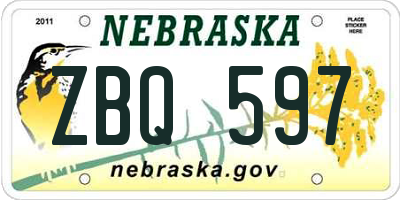 NE license plate ZBQ597