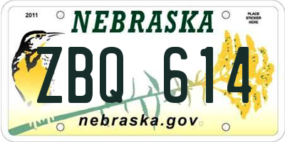 NE license plate ZBQ614