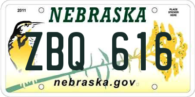 NE license plate ZBQ616