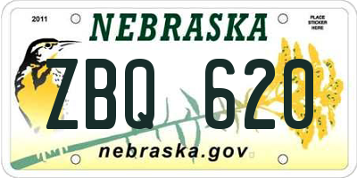 NE license plate ZBQ620