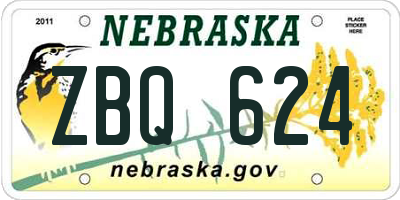 NE license plate ZBQ624