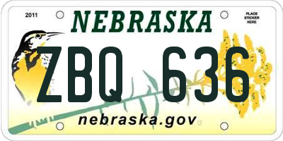 NE license plate ZBQ636