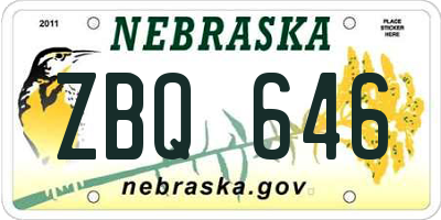 NE license plate ZBQ646