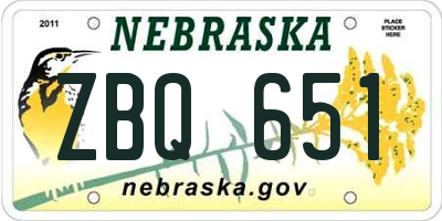 NE license plate ZBQ651