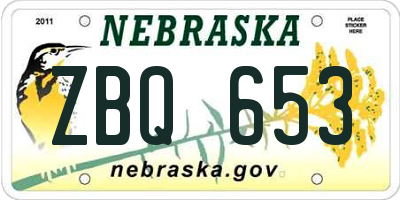 NE license plate ZBQ653