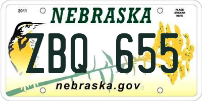 NE license plate ZBQ655