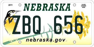 NE license plate ZBQ656