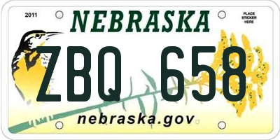 NE license plate ZBQ658