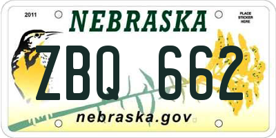 NE license plate ZBQ662